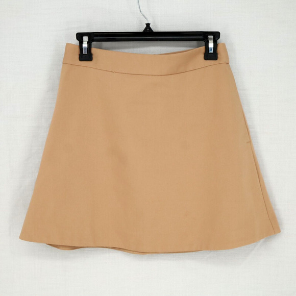 Express Skirt Womens 4 Beige Lined Short A-line Back Zip Pockets Career New - Picture 1 of 13